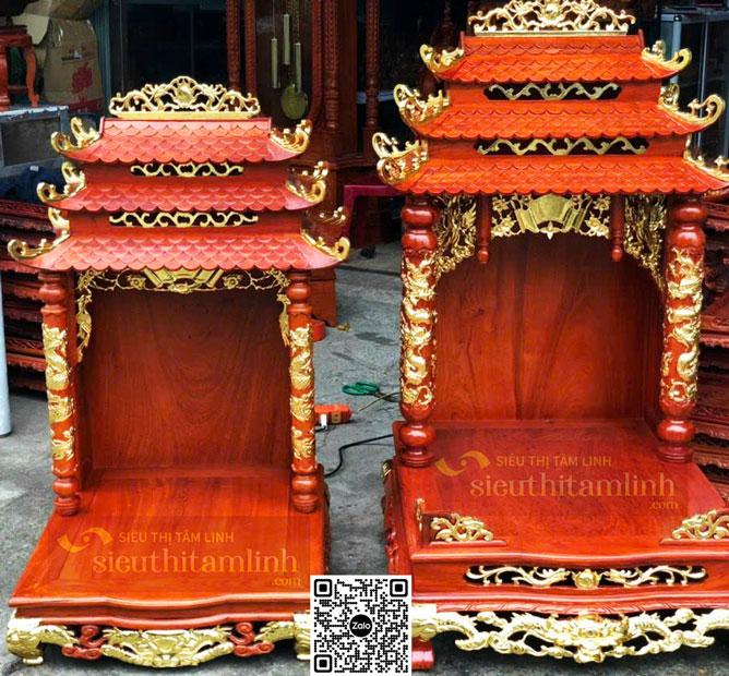 Bàn thờ 3 mái gỗ tự nhiên dát vàng